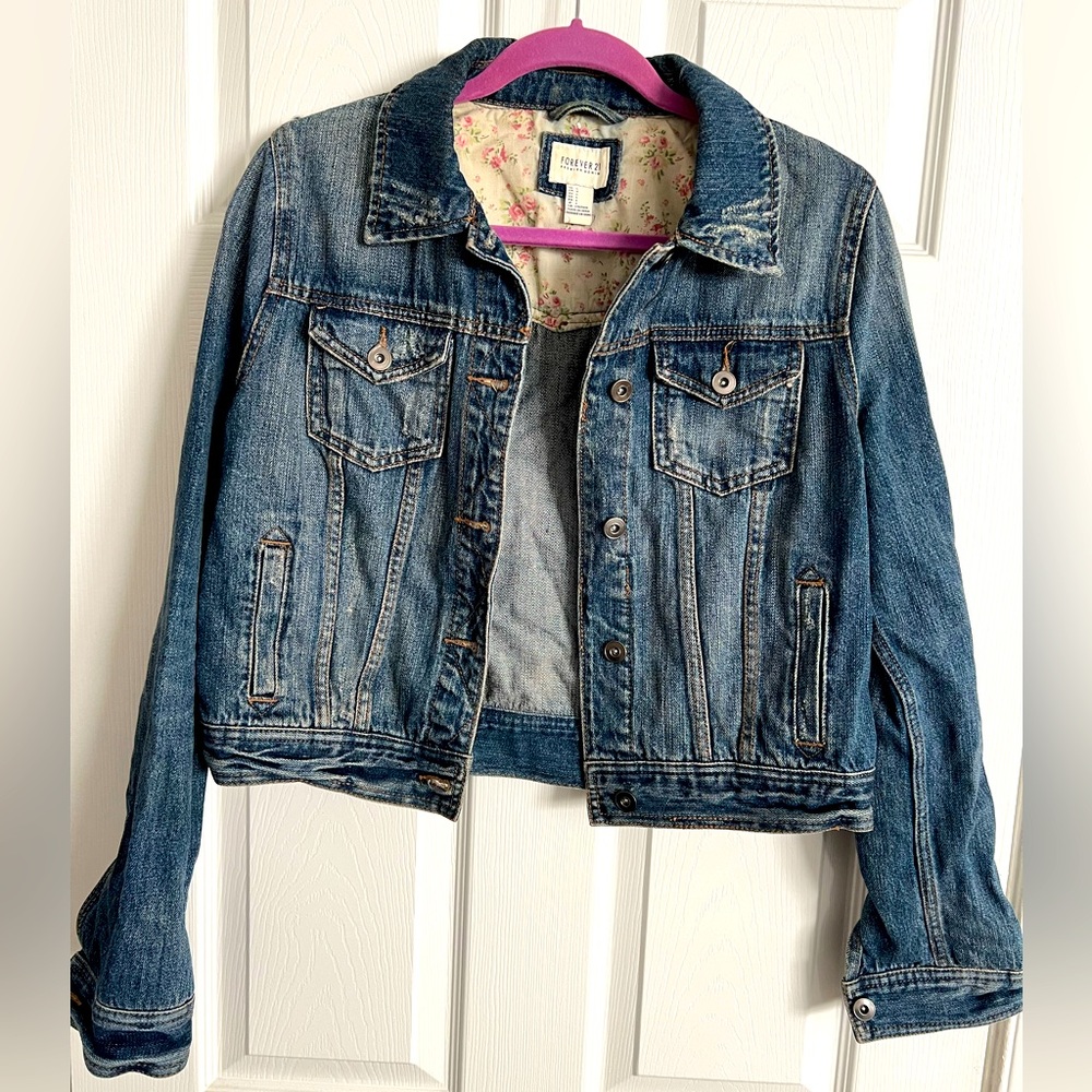 F21 jeans jacket. Distress look.
